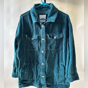 Aerie forest green corduroy shacket